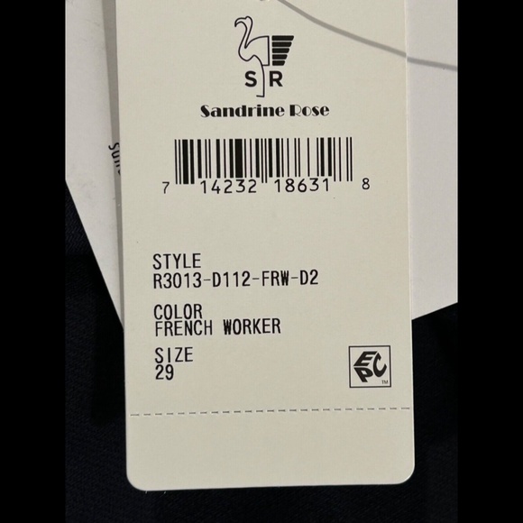 Sandrine Rose X Free People Blue/Blk French Worker Pant Pinstripe Patch Size 29 - Picture 12 of 14